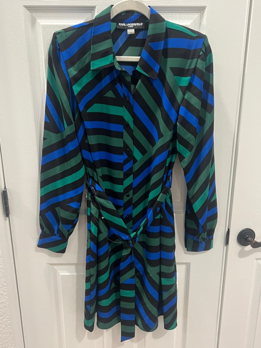 Karl Lagerfeld Paris Geometric Print Shirt Dress - Size 10